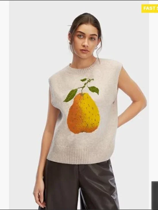 Cropped Sweater Vest Y2K Oversized Loose Fit Knit Sleeveless Top Casual - Picture 2 of 7